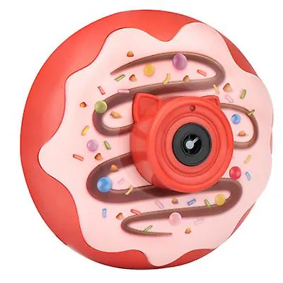 12.5*7*12.5cm red Bubble Blowing Toys Donut bubble machine electric light and music automatic bubble blowing camera children's toy AZ19246