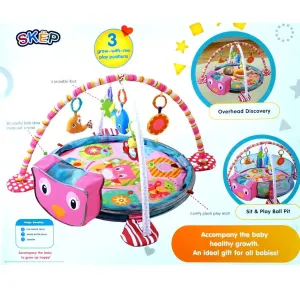 3-in-1 Baby Activity Gym Mat & Ball Pit OWL - 88970