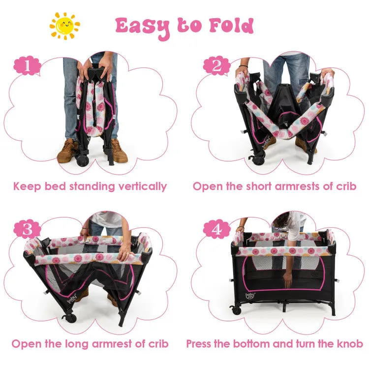 3-in-1 Convertible Portable Baby Playard with Music Box