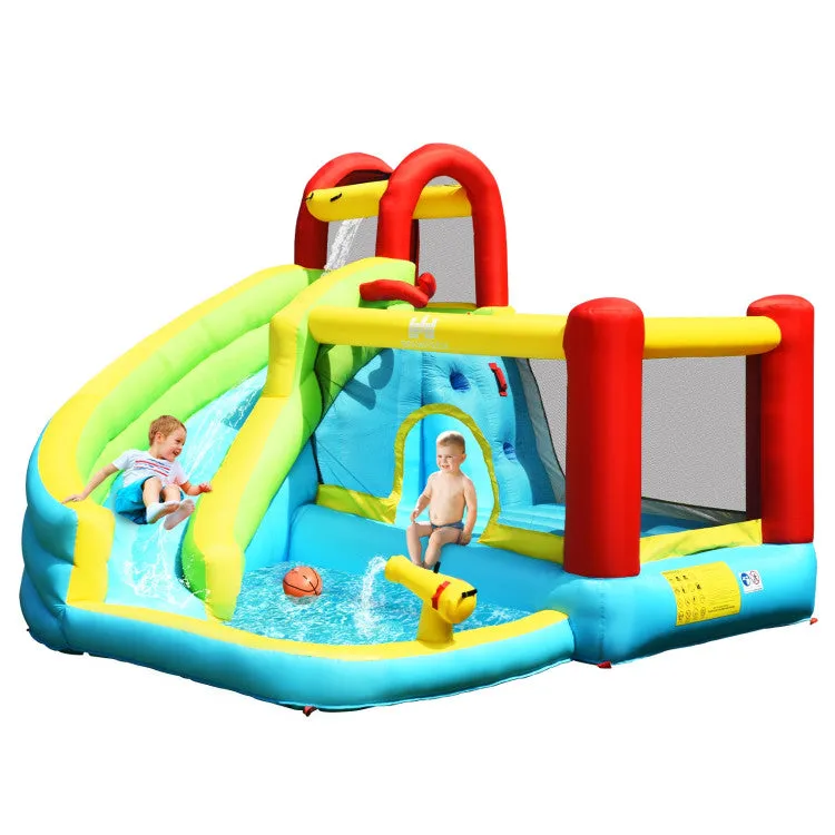 6-in-1 Inflatable Bounce House with Climbing Wall without Inflator