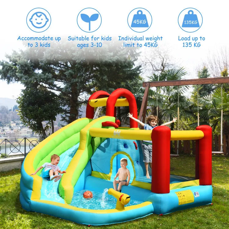 6-in-1 Inflatable Bounce House with Climbing Wall without Inflator