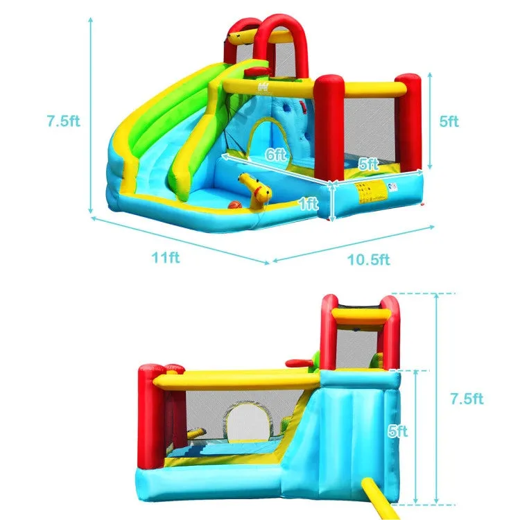 6-in-1 Inflatable Bounce House with Climbing Wall without Inflator