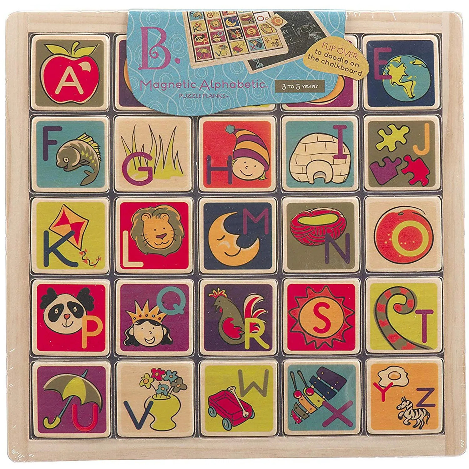 Battat Magnetic Alphabetic Tiles with Blackboard Wooden