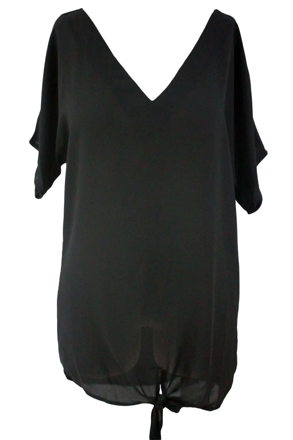 Black Half Sleeves Beach Top