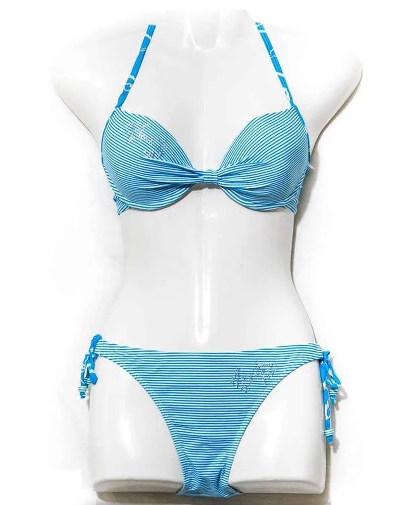 Blue Zebra Single Padded Bikini Set - Fancy Bra Panty Set