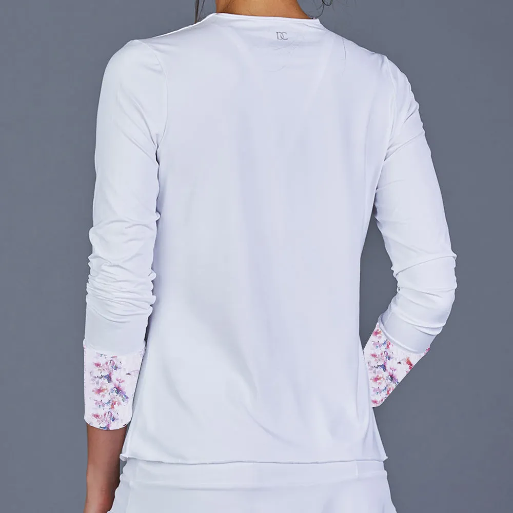 Boho Luxe Long-Sleeve Top (white/print)