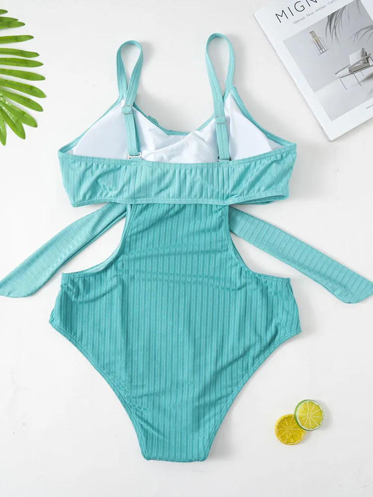 Color Block Twist One Piece Swimsuit