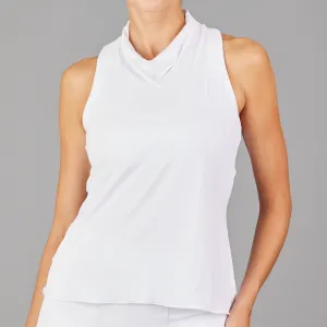 Cowl-neck Racerback Top (white embossed)