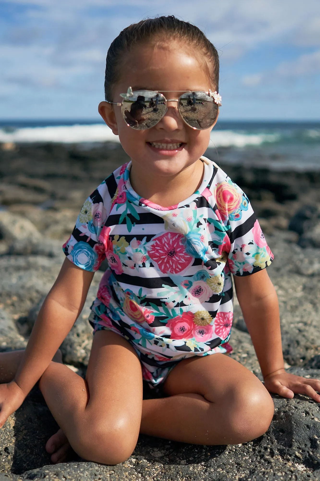 Floral Stripe Swimwear 2 piece set (only 12-18, 18-24, and 2T left)