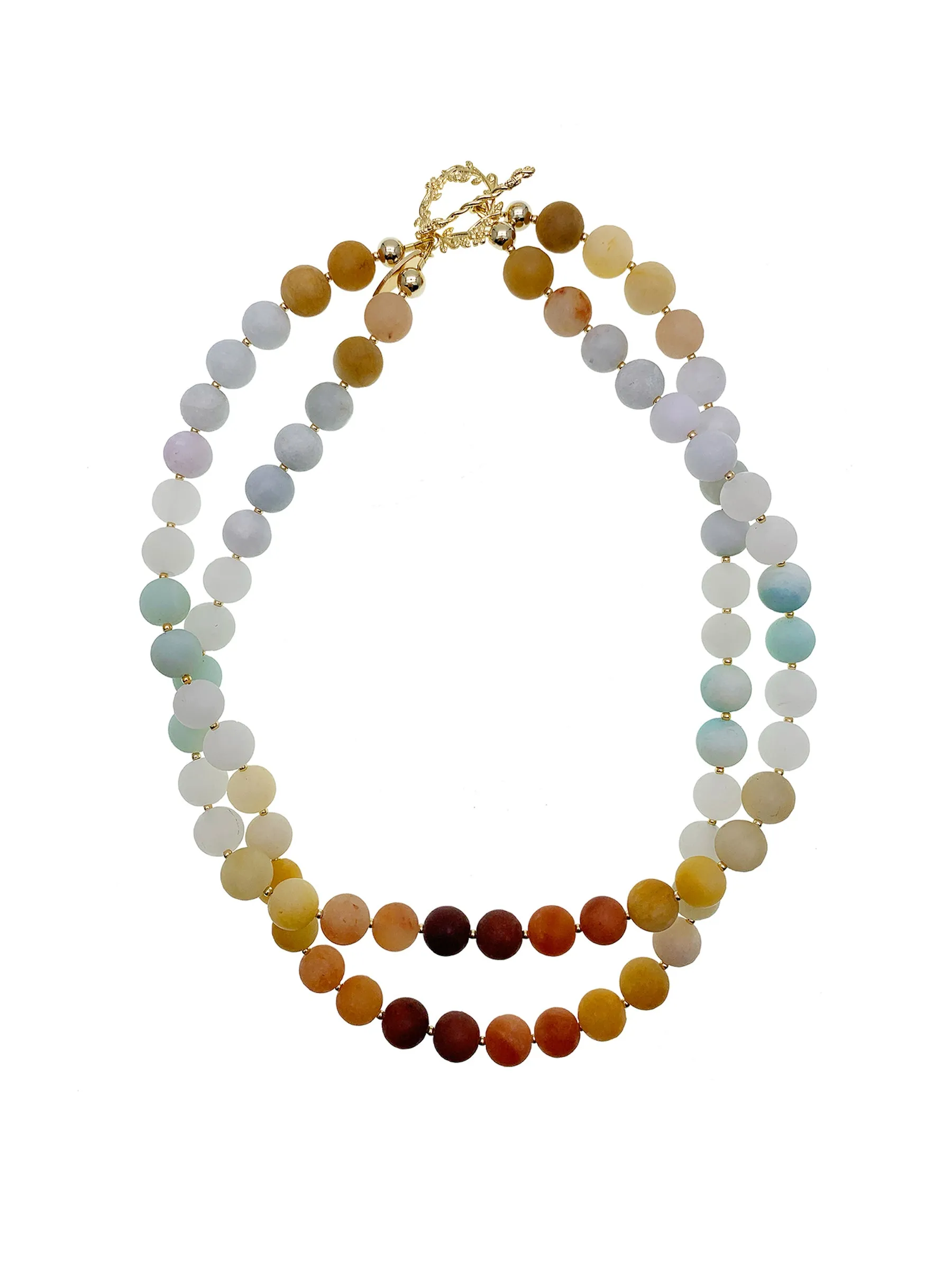 Gradient Brown Jade Double Layers Necklace HN018