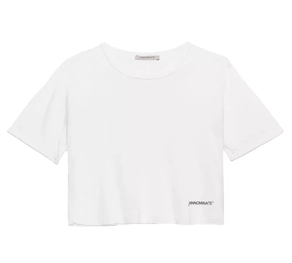 Hinnominate Elegant Raw Cut Modal Tee with Logo Print