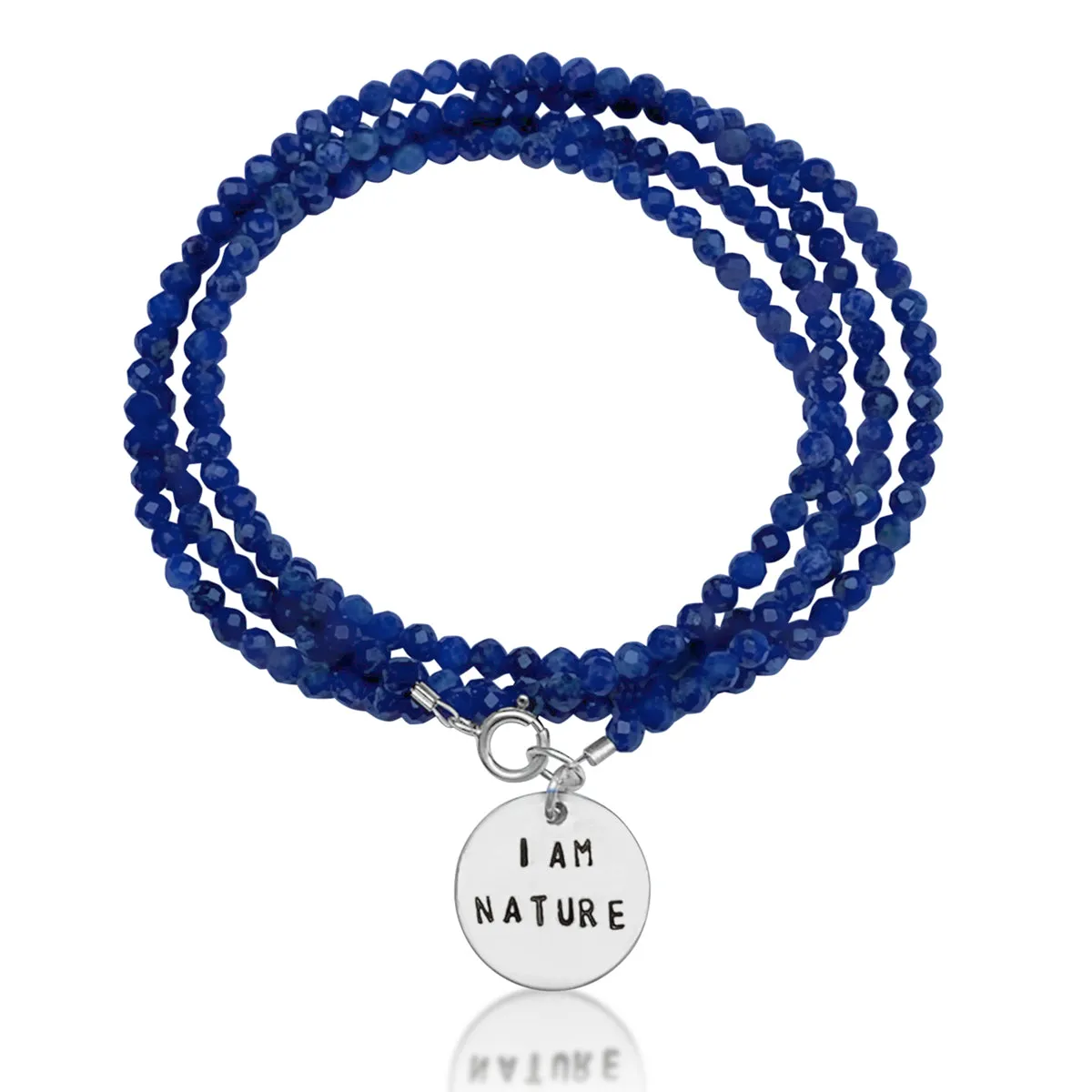 I am Nature Affirmation Wrap Bracelet with Lapis Lazuli to Help You Evolve