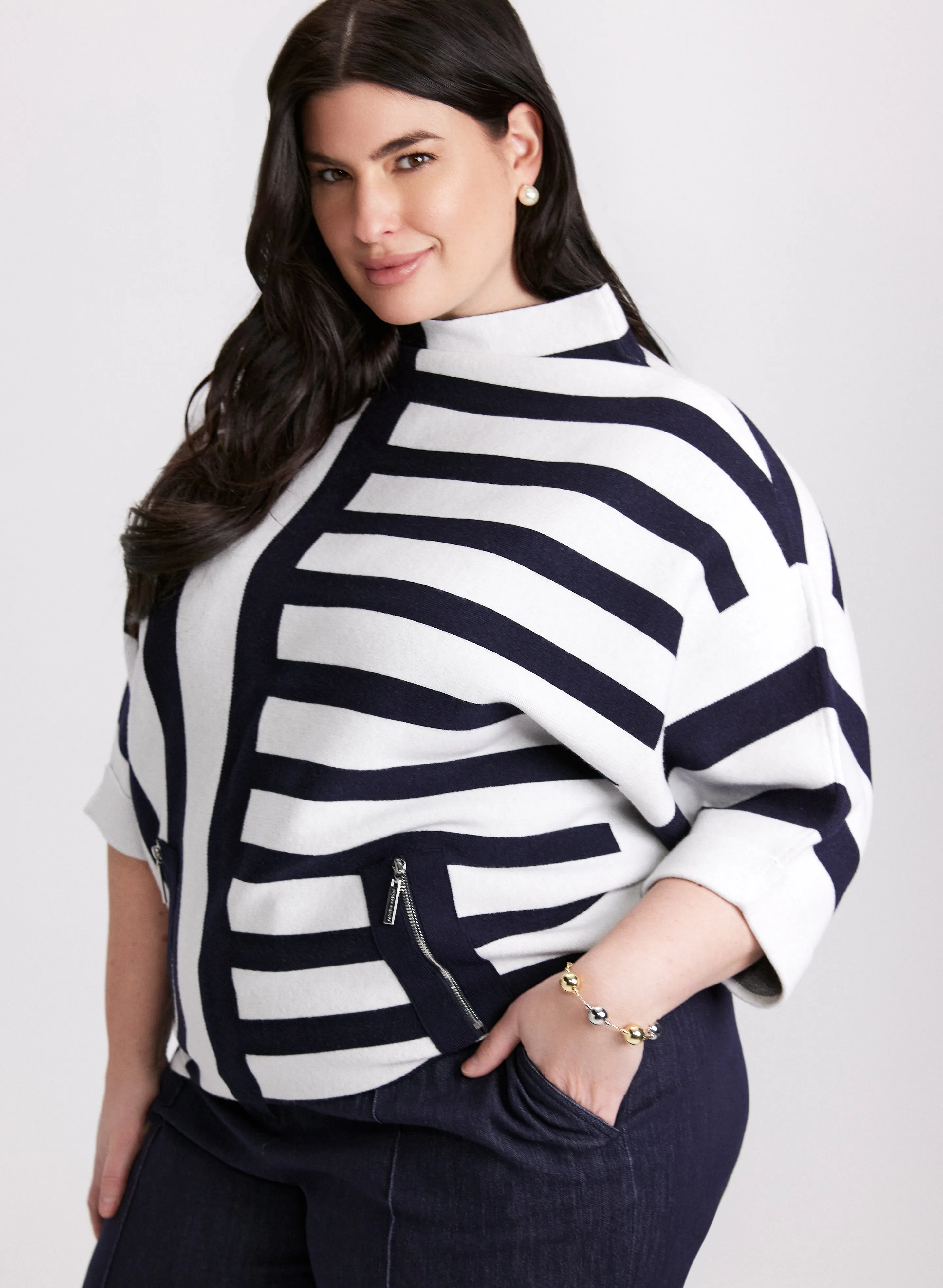 Joseph Ribkoff - Mixed Stripe Pullover