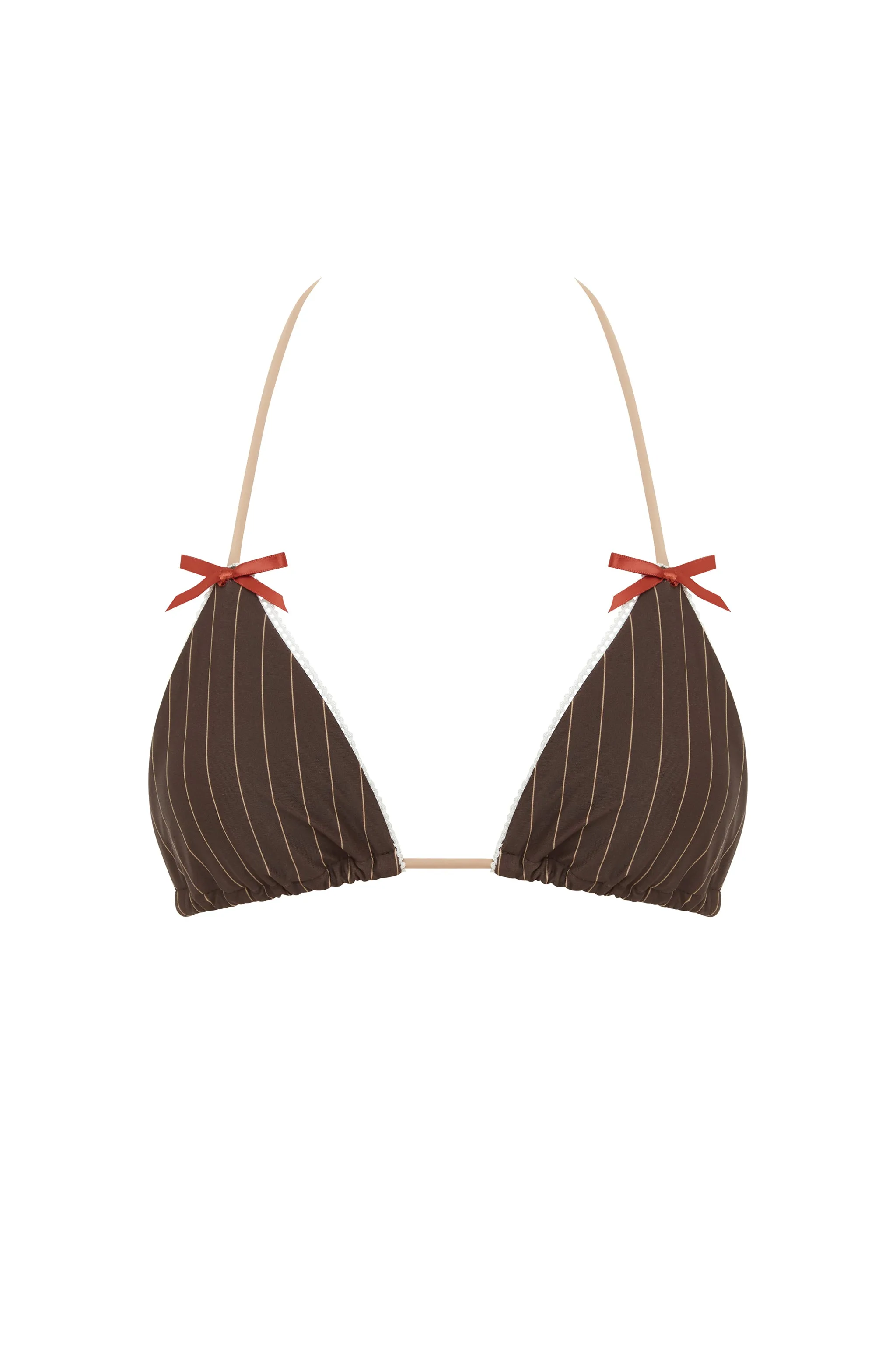 Juni Bikini Top | Brown Pinstripe