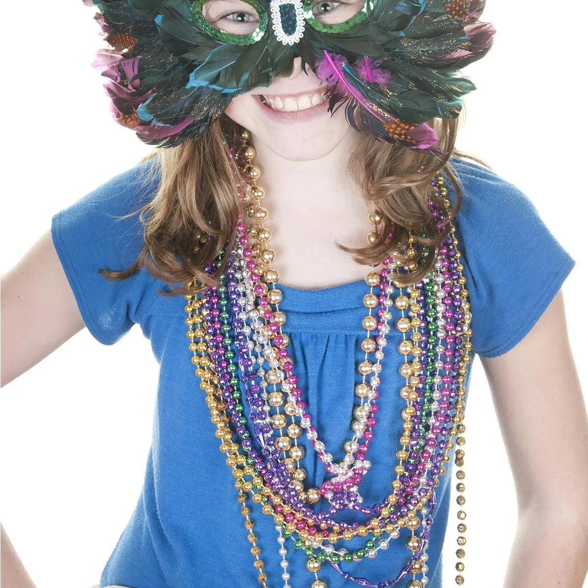 Kicko Mardi Gras Beads Necklace - 144 Pieces Metallic Bulk Party Favor Beaded Necklace