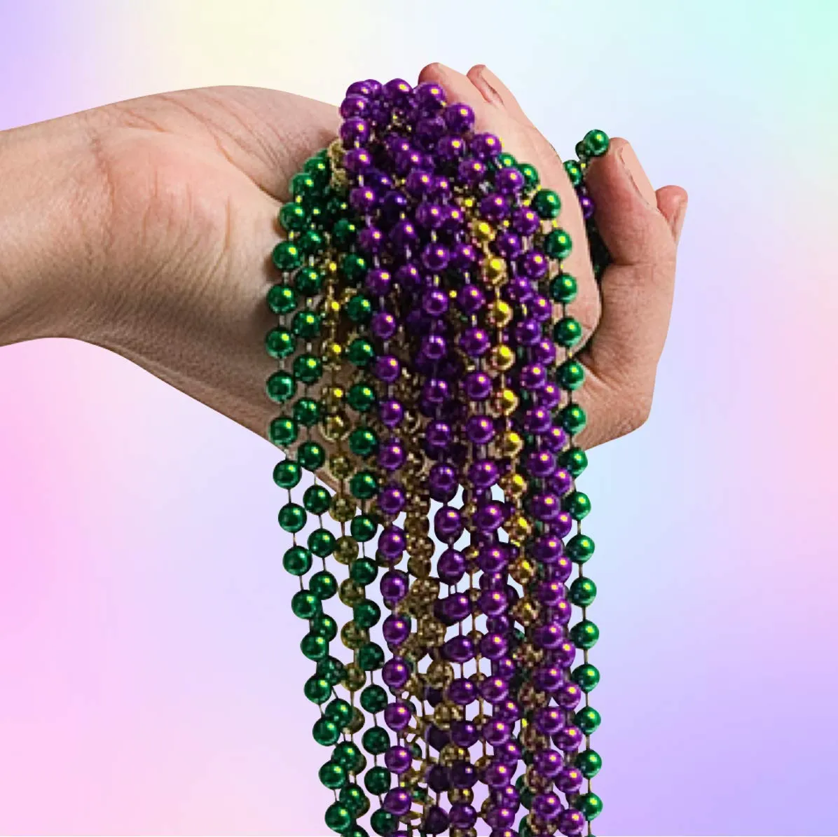 Kicko Mardi Gras Beads Necklace - 144 Pieces Metallic Bulk Party Favor Beaded Necklace