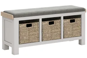 Kilronan - Grey And Oak Basket Stoarge  Bench With Charcoal Seat