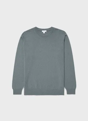 Men's Cashmere Crew Neck Jumper in Smoke Green