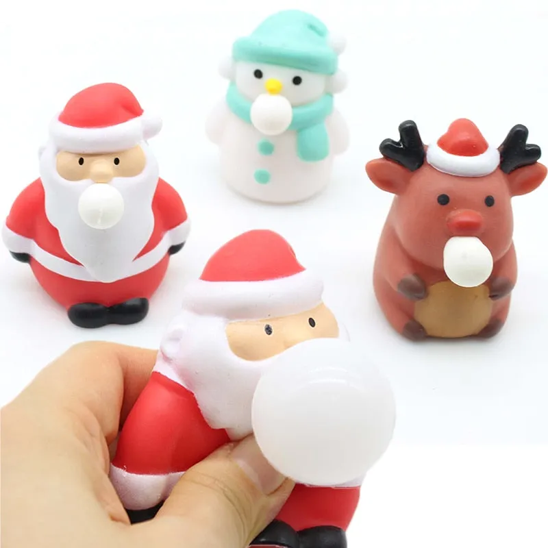 New Christmas Squeeze Toys Extrusion Blowing Bubble Pinch Toy Kids Stress Relief Fidget Toy Santa Claus Elk Snowman Pinching Toy