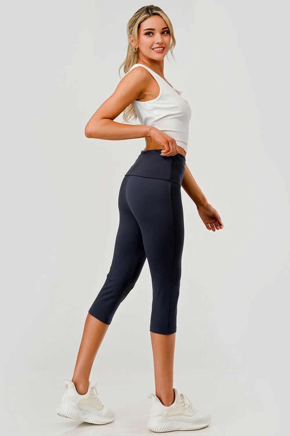 Pillowy Soft Fold Over High Waist Leggings - Graphite