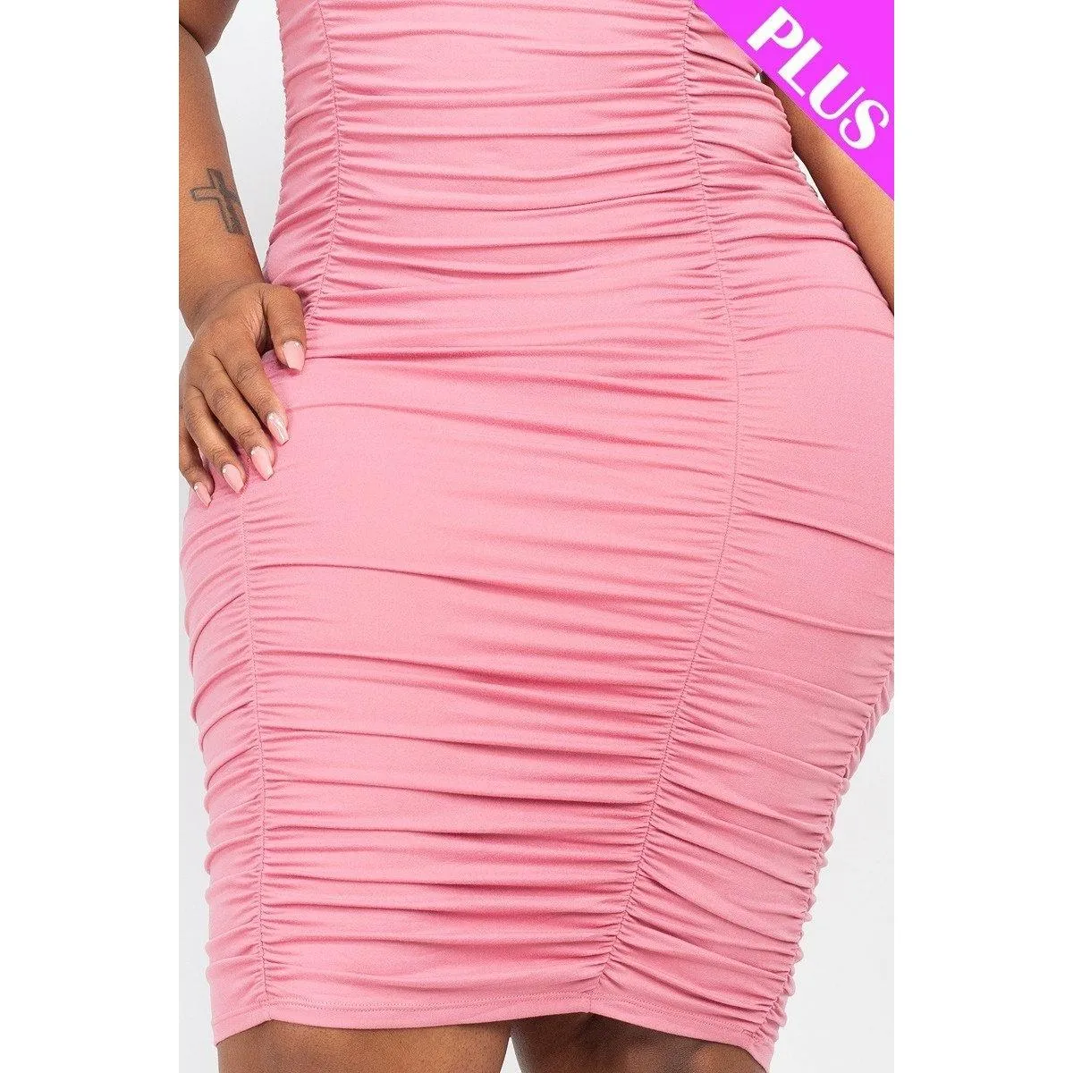 Plus Size Ruched Spaghetti strap Dress