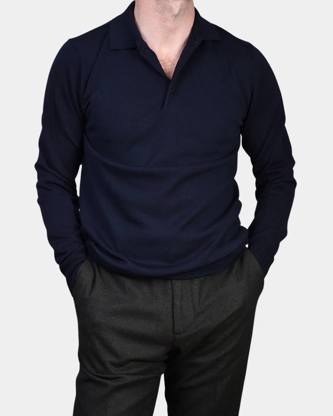 Polo Neck 12 GG Merino - Navy