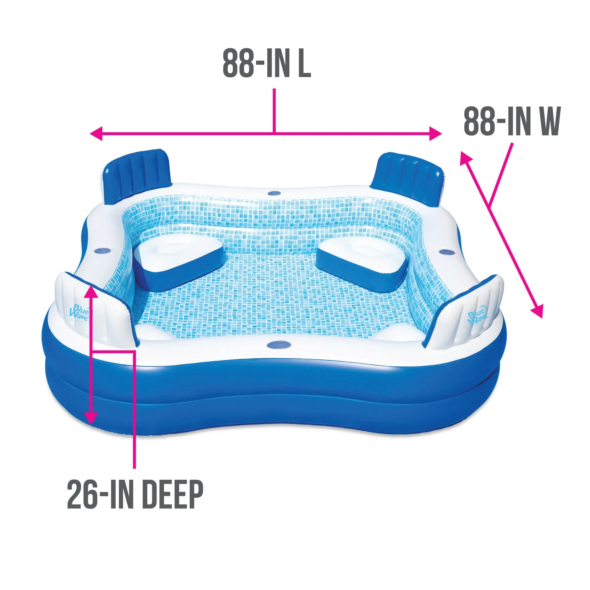 Premier Inflatable 88-in x 88-in x 26-in Deep Pool with Cover