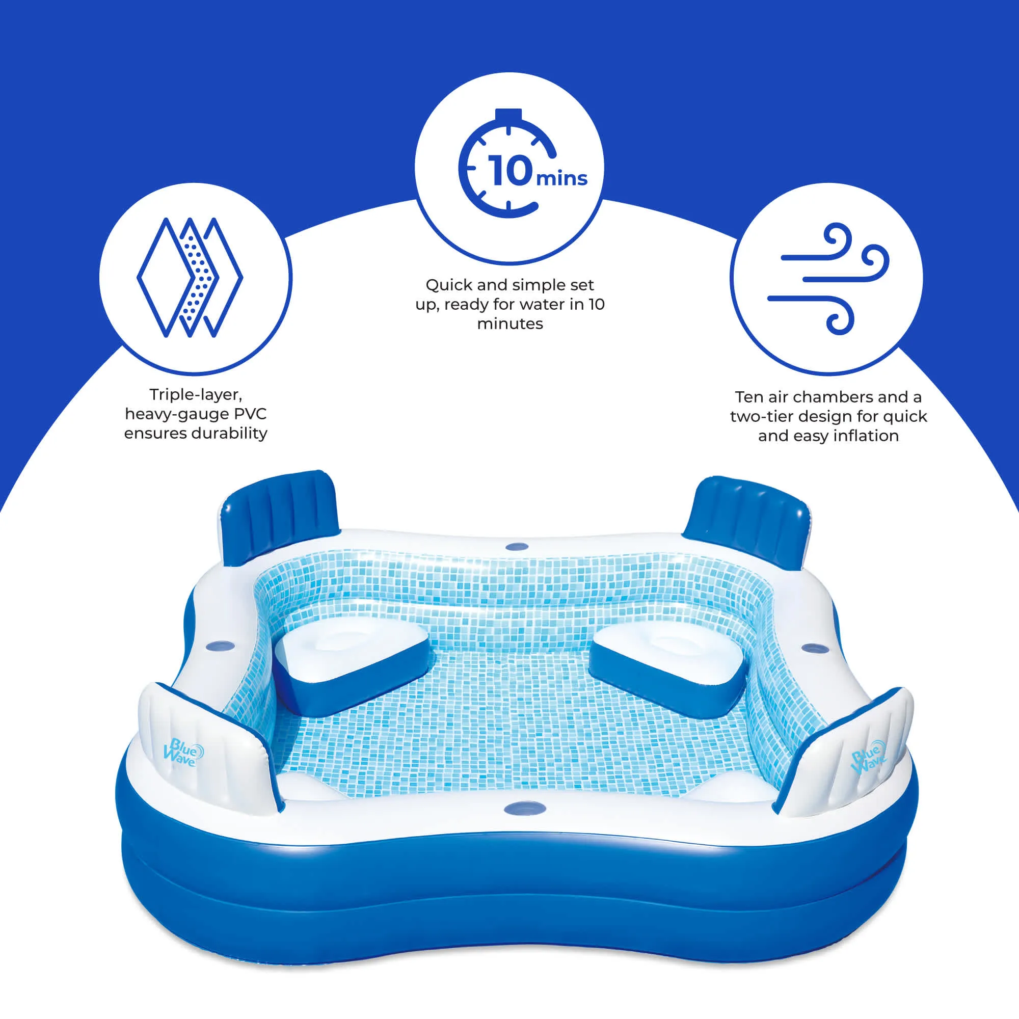 Premier Inflatable 88-in x 88-in x 26-in Deep Pool with Cover