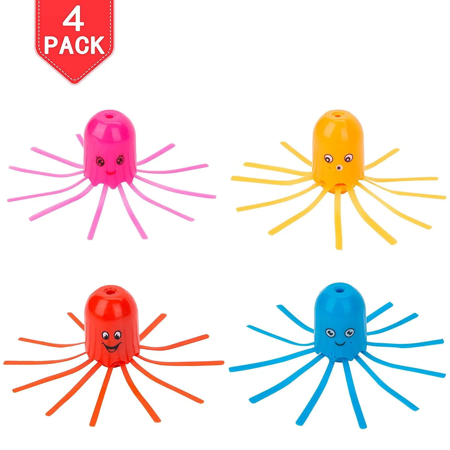 PROLOSO 4 Pack Jellyfish Hydrodynamic Float Rotating Bath Toys Early Learning