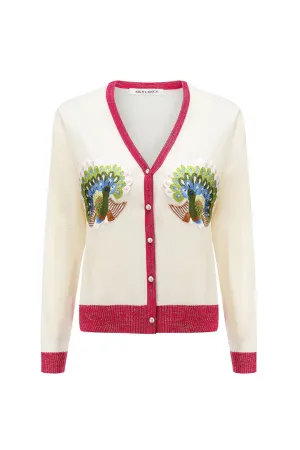 Qiaochu Embroidered Cardigan Fuchsia