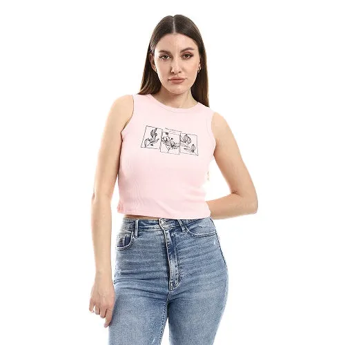 Rose Crop Top With Graphic Print