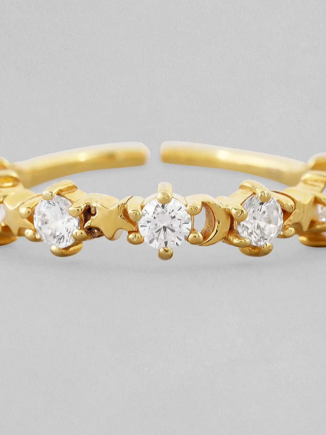 Rubans 925 Silver The Delightful Zirconia Gold Plated Ring