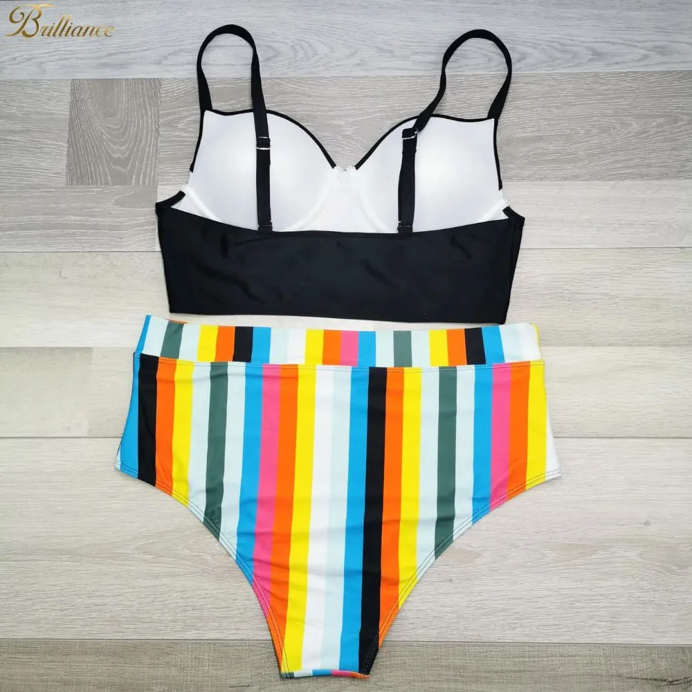 Split high waist bikini swimwear plus size