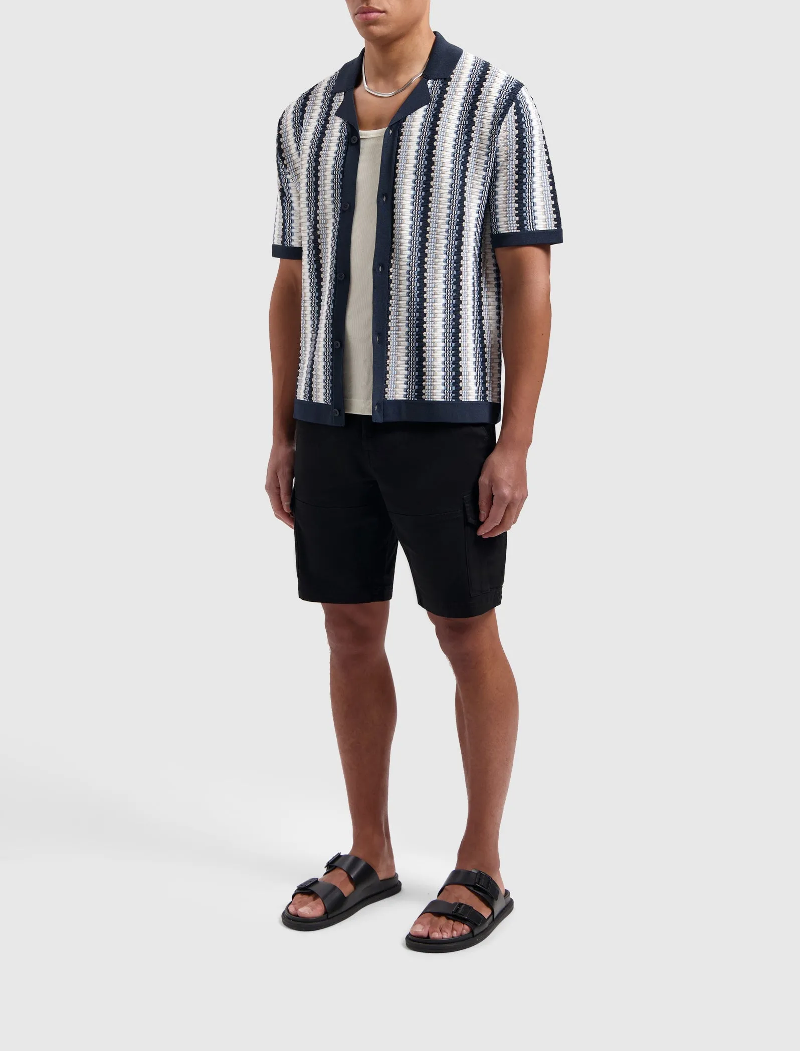 Striped Knitwear Shirt | Navy