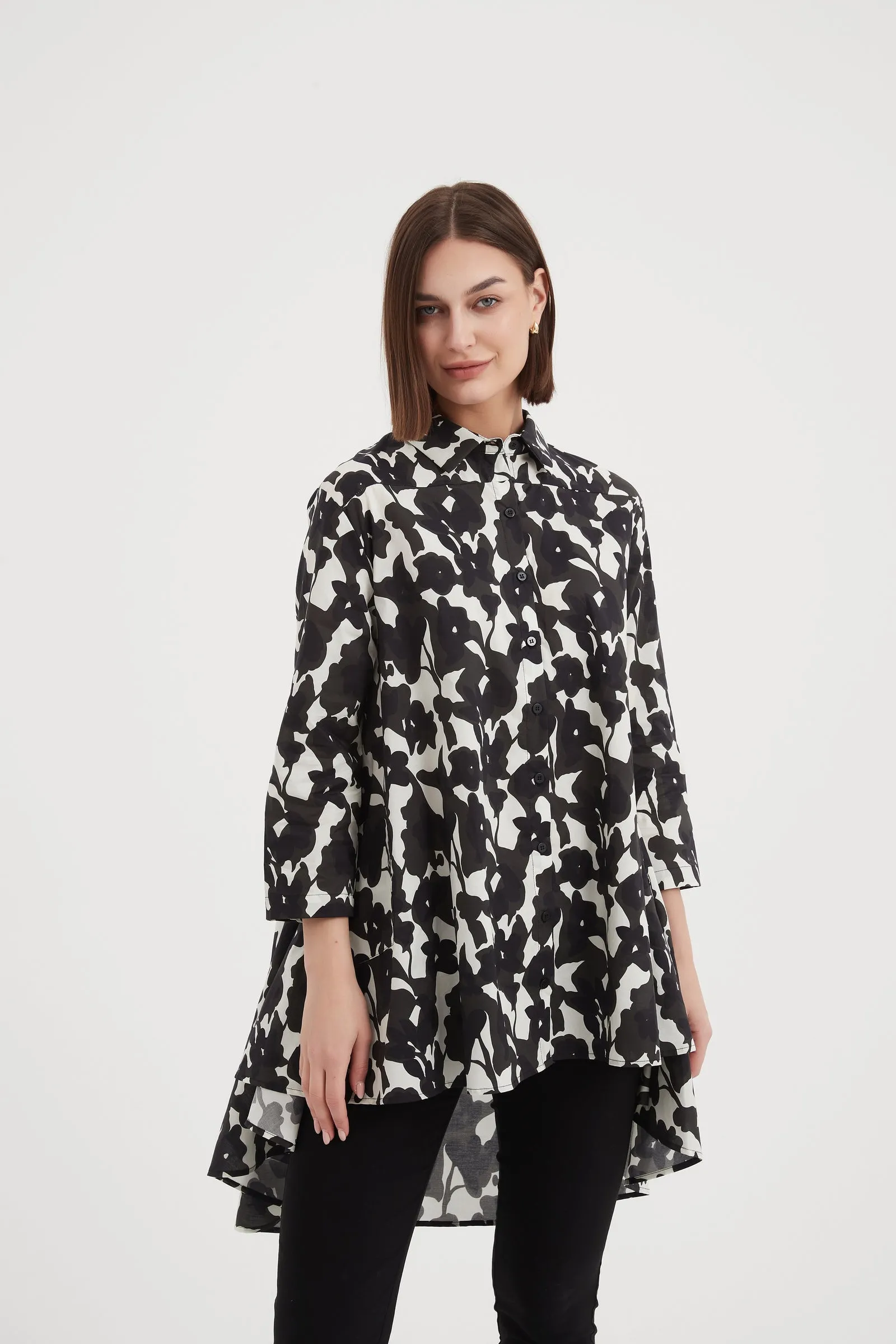 Tirelli - Grosgrain Detail Shirt - Black Floral