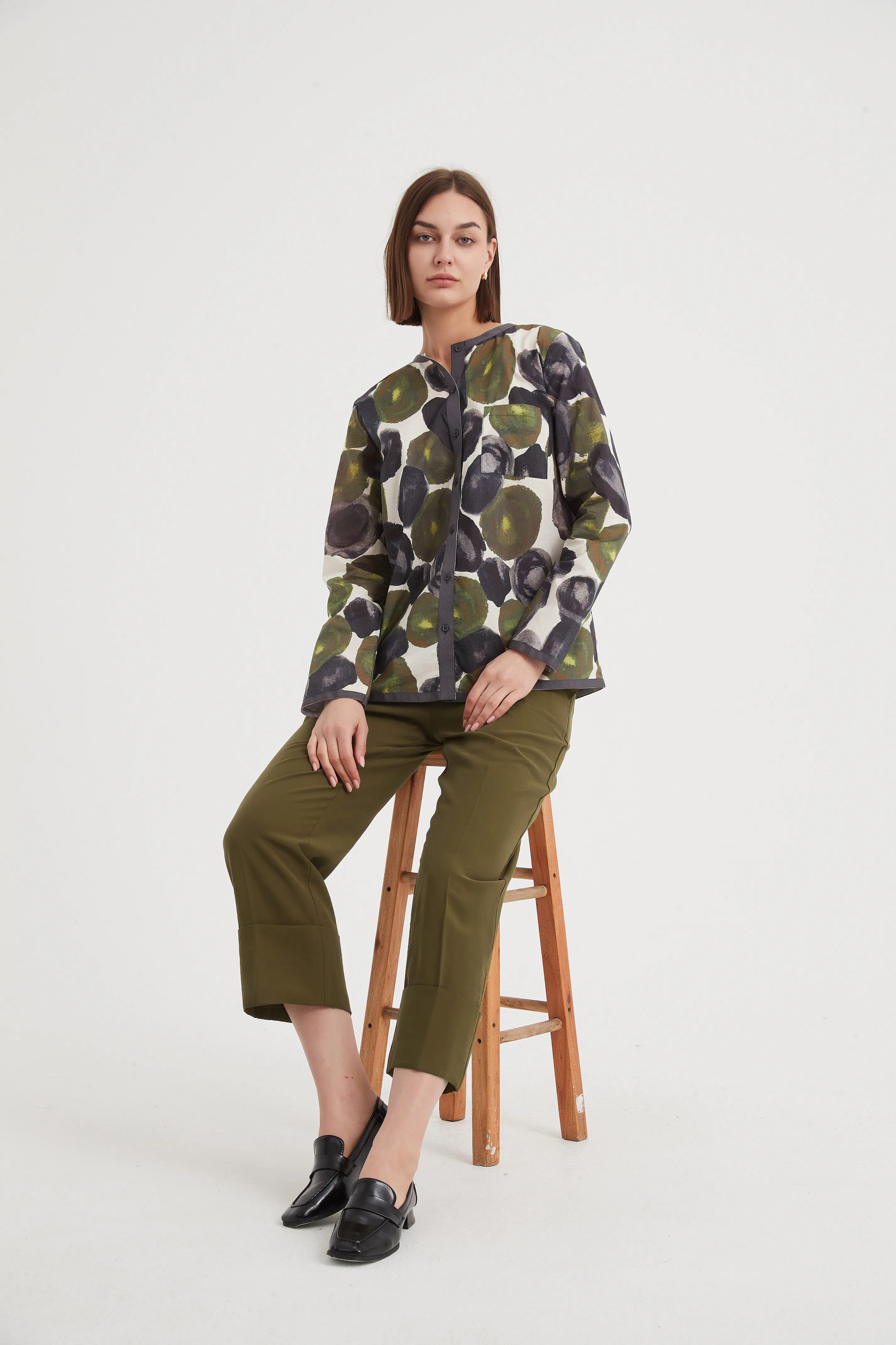 Tirelli - Grosgrain Detail Shirt - Moss Spot