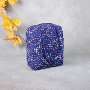 Water Proof Cotton Lunch Bag Dark Blue Color Bandhani design