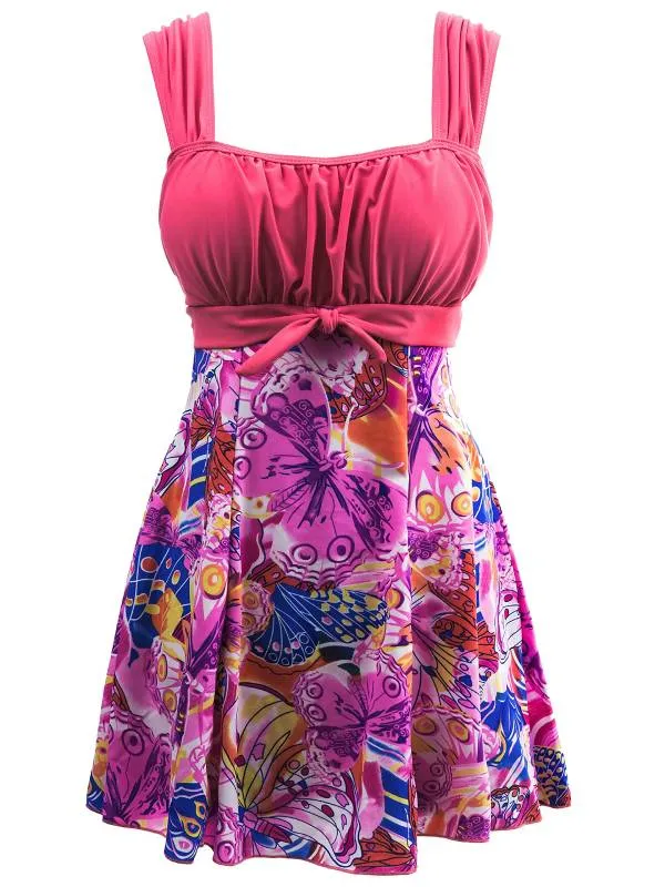 Women's Modest Swimsuits Skirted Swimdress Tummy Control Bathing Suits